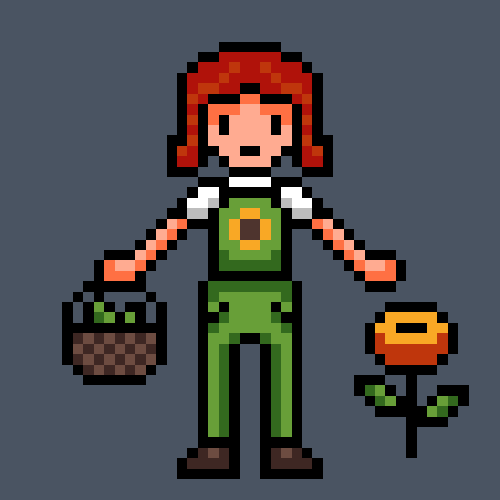 Ein Pixel Art Bild mit einer Gärtner-Person